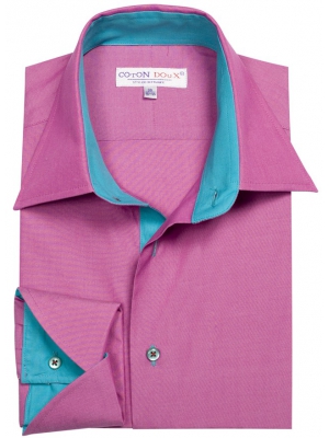 Men's regular pink shirt with napolitan cuffs