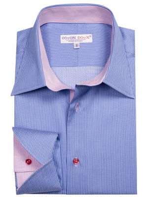Men's regular blue shirt with stripes