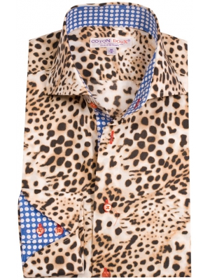 Men's regular shirt with leopard pattern