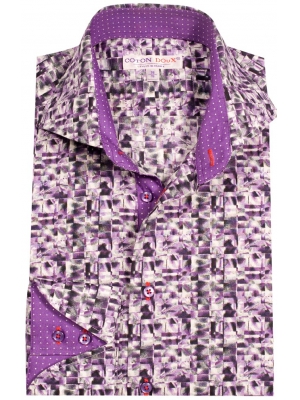 Men's shirt with purple printed, napolitan cuffs