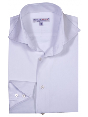 Men's regular shirt napolitan cuffs plain white