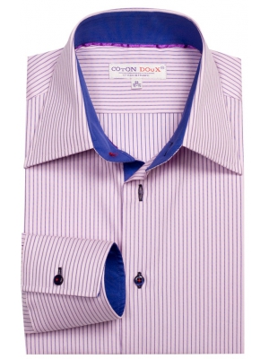 Men's fitted pink shirt with stripes