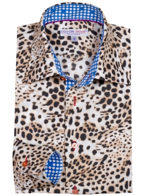 Men's fitted shirt with leopard pattern