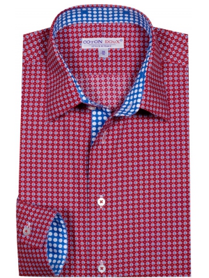 Men's fitted shirt with red pattern