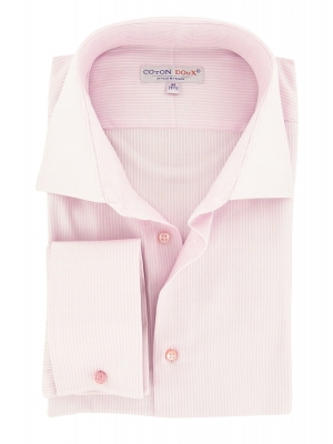 Men's pink striped shirt with normal cuffs