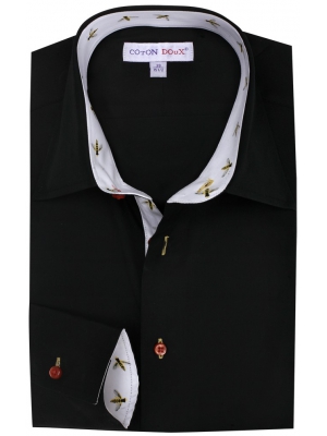 Men's black with a white inner lining with bees, simple cuffs