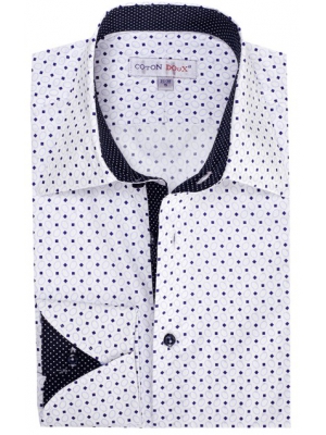 Men's white shirt geometrical prints, normal cuffs