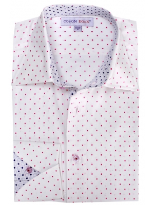 Men's white shirt fill with rose squarre, napolitan cuffs
