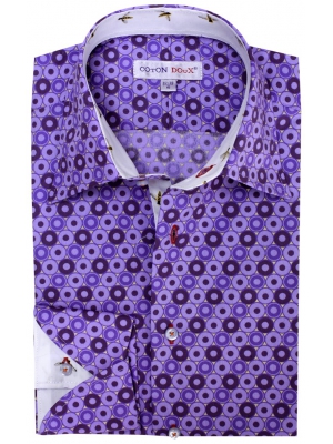 Men's violet seventies printed shirt with bees on the inner lining