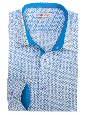 Men's blue triangle fitted shirt with small collar