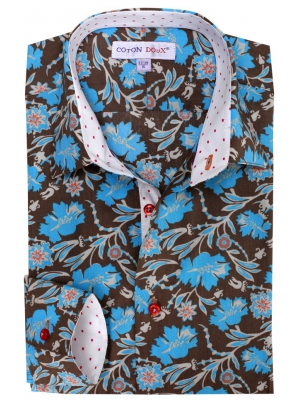 Men's flowered fitted shirt