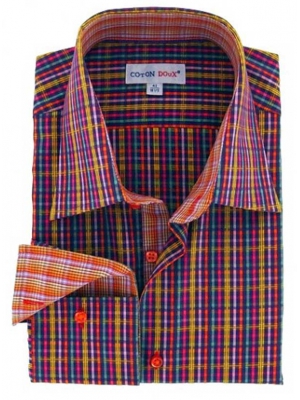 Men's fitted multicolor checkered shirt