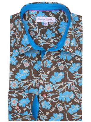 Men's flowered fitted shirt, with a milan collar