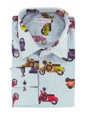 Men's vintage motorbike shirt, milan collar