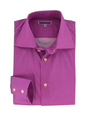 Men's purple shirt with pink dots
