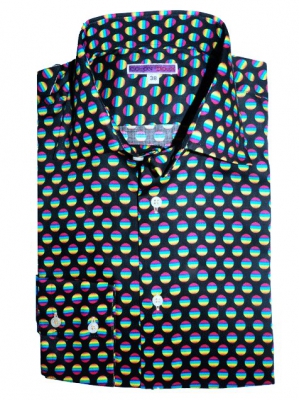 Men's limited edtion black shirt with multicolored disco dots