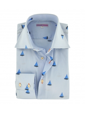 Men's limited edition white shirt with small boats