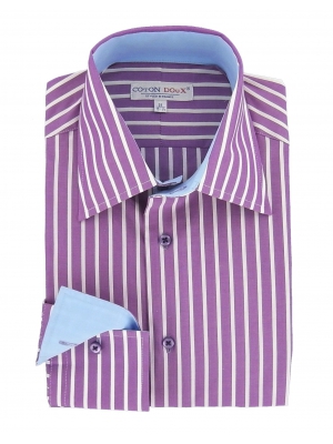 Regular shirt Milanese collar simple cuffs purple stripes