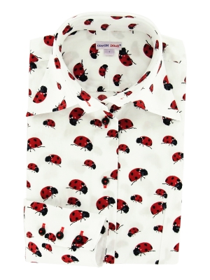 Women's white shirt with ladybug prints