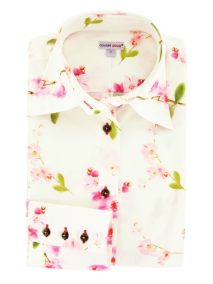 Women's white shirt with orchid flower prints