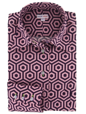 Women's pink and purple geometrically printed shirt