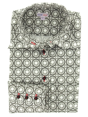 Women's white shirt with teaspoon patterns