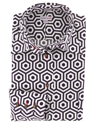 Women's fitted shirt with a purple hexagon