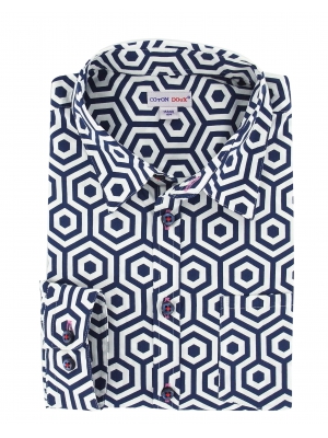 Kids shirt with geometrical blue pattern