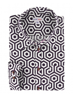 Kids shirt with geometrical brown pattern