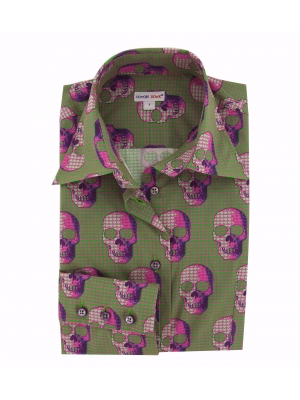 Women's printed shirt with heart and skull prints