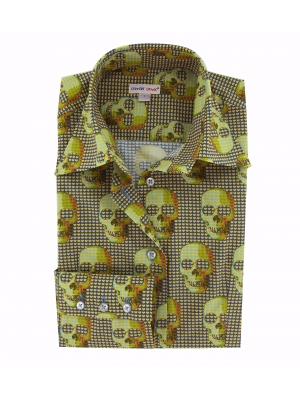 Women's printed shirt with heart and skull prints