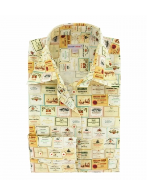 Women's printed shirt with vintage wine stamps