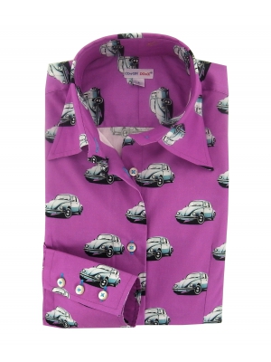 Women's Fitted shirt with vintage cars pattern
