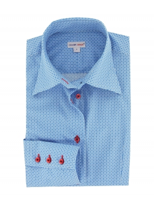 Women's Fitted shirt with geometrical shapes pattern blue