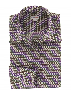 Women's Fitted shirt with MULTICOLOR BROWN  DOTS pattern
