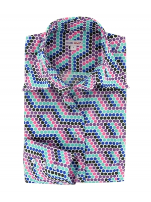 Women's fitted shirt with multicolor dots