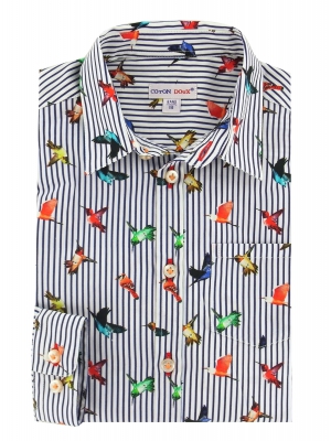 Children's shirt with exotic birds pattern