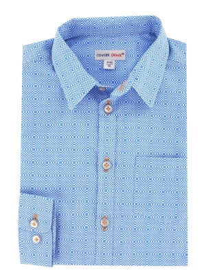 Children's shirt white and blue optical pattern