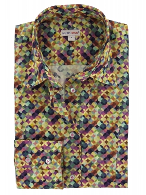 Women's fitted shirt with multicolor marbles