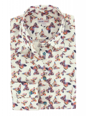 Women's Fitted shirt with butterflies pattern