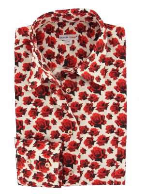 Women's Fitted shirt with red rose pattern