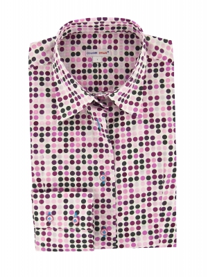 Women's fitted shirt  with multicolor pink dots patterns