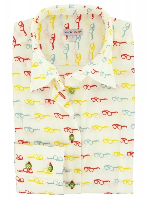 Women's multicolor glasses patterned shirt