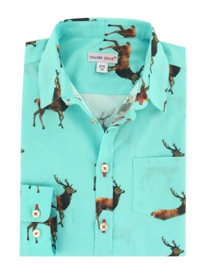 Children's shirt with deers on a turquoise background