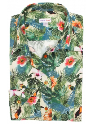 Women's tropical patterned fitted cut shirt