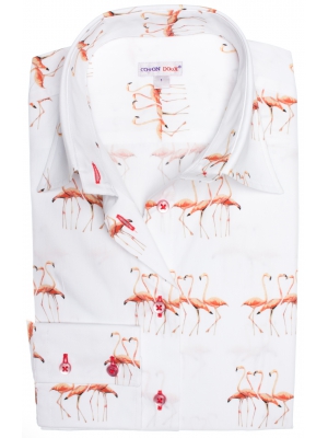 Women's flamingos patterned fitted cut shirt