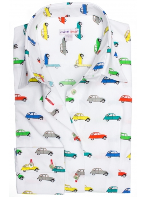 Women's cars patterned fitted cut shirt