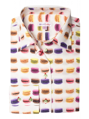 Women's macaroons patterned fitted cut shirt