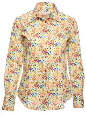 Women's multicolored triangles fitted cut shirt