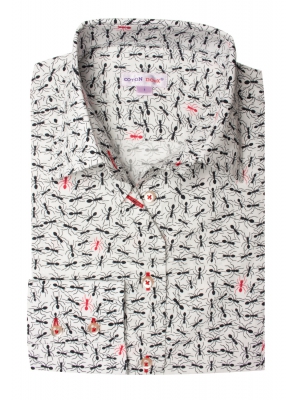 Women's ants patterned fitted cut shirt